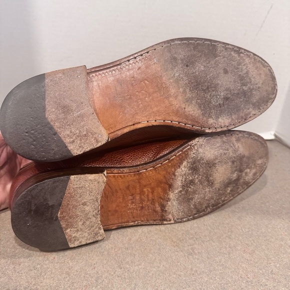 Zelli Men’s Pebbled Leather Cognac Size 10 Italian Loafers - Picture 9 of 9